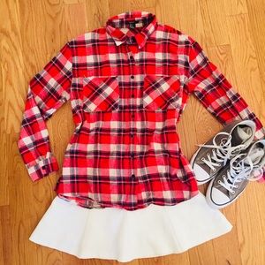 Red, White, & Blue Flannel Shirt F21